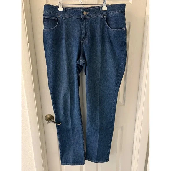 Riders by Lee Womens 18W L Dark Wash High Rise Straight Leg Jeans Stretch EUC - Picture 1 of 10